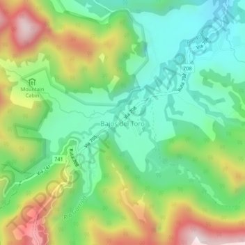Mapa topográfico Bajos del Toro, altitud, relieve