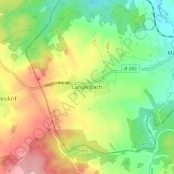 Mapa topográfico Langenbach, altitud, relieve