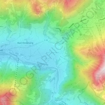 Mapa topográfico Bad Oberdorf, altitud, relieve