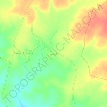 Mapa topográfico Gurjal, altitud, relieve