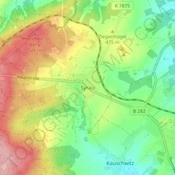 Mapa topográfico Syrau, altitud, relieve