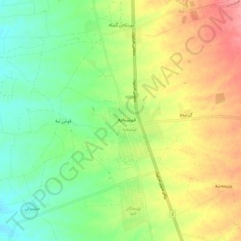 Mapa topográfico Qushtapa, altitud, relieve