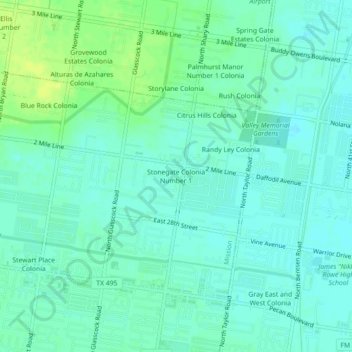 Mapa topográfico Stonegate Colonia Number 1, altitud, relieve