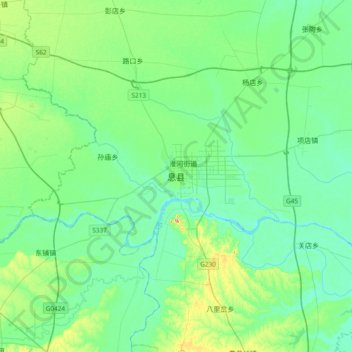 Mapa topográfico 息县, altitud, relieve