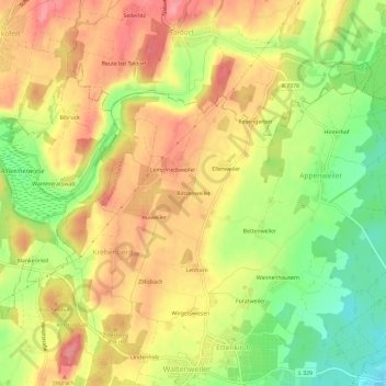Mapa topográfico Batzenweiler, altitud, relieve