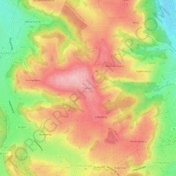 Mapa topográfico Eschers, altitud, relieve
