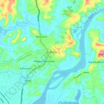 Mapa topográfico Anthoor, altitud, relieve