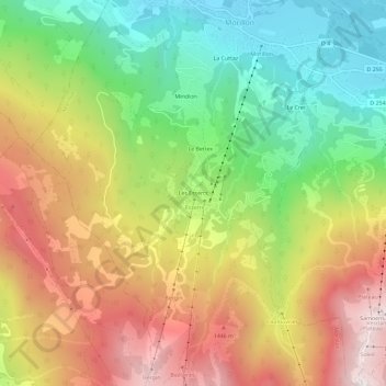 Mapa topográfico Les Esserts, altitud, relieve