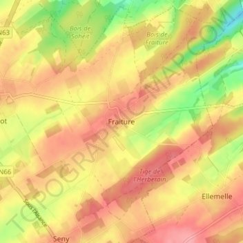 Mapa topográfico Fraiture, altitud, relieve