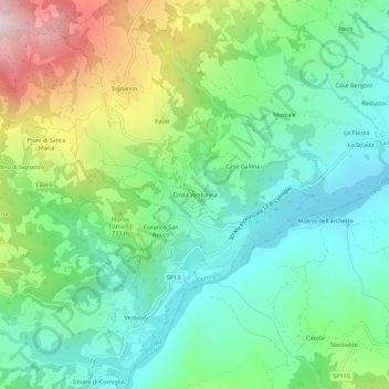 Mapa topográfico Costa Venturina, altitud, relieve