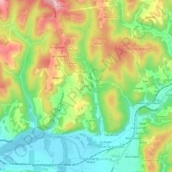 Mapa topográfico Le Roc, altitud, relieve