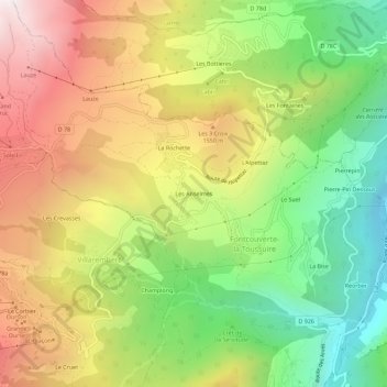 Mapa topográfico Les Anselmes, altitud, relieve