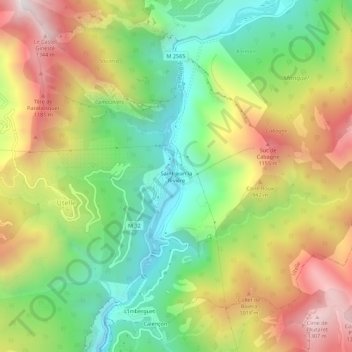 Mapa topográfico Saint-Jean la Rivière, altitud, relieve
