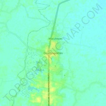 Mapa topográfico Ocuiltzapotlán, altitud, relieve