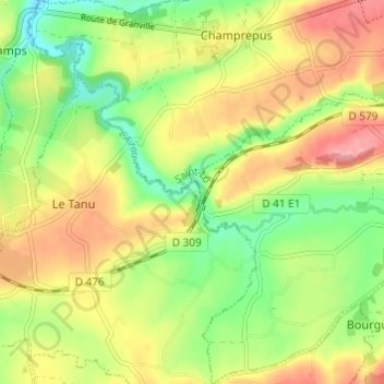 Mapa topográfico Le Val d'Airou, altitud, relieve