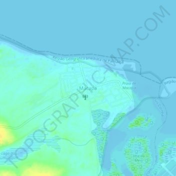 Mapa topográfico Macapá, altitud, relieve