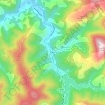 Mapa topográfico Nuarbe, altitud, relieve