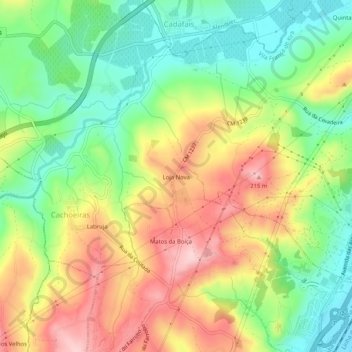 Mapa topográfico Loja Nova, altitud, relieve