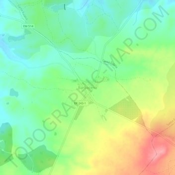 Mapa topográfico Barbacena, altitud, relieve
