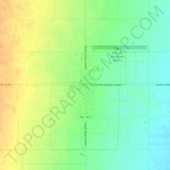 Mapa topográfico Dell City, altitud, relieve