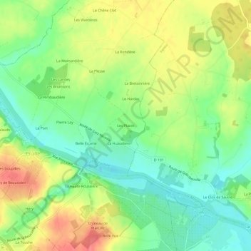 Mapa topográfico Les Places, altitud, relieve