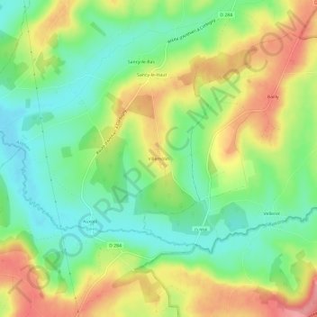 Mapa topográfico Villemolin, altitud, relieve