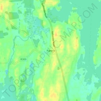Mapa topográfico Partry, altitud, relieve