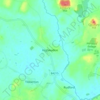 Mapa topográfico Highleadon, altitud, relieve