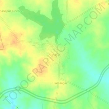 Mapa topográfico Atmakur, altitud, relieve