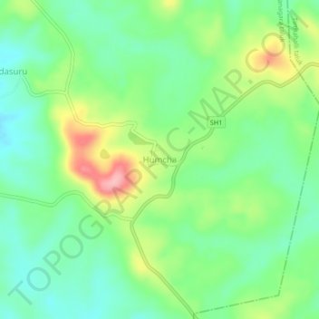 Mapa topográfico Humcha, altitud, relieve
