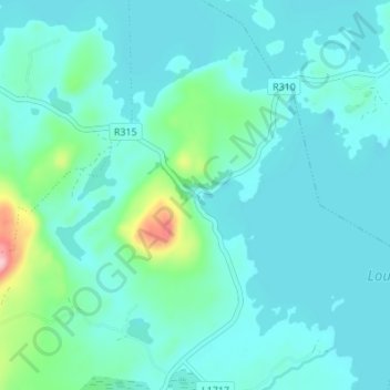 Mapa topográfico Pontoon, altitud, relieve