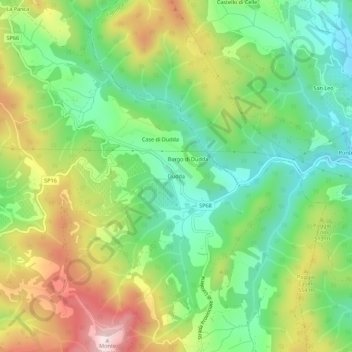 Mapa topográfico Dudda, altitud, relieve