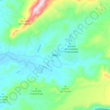 Mapa topográfico Nilo, altitud, relieve