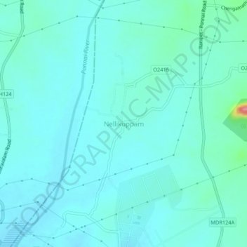 Mapa topográfico Nellikuppam, altitud, relieve