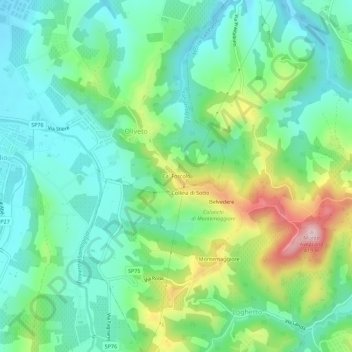 Mapa topográfico Ca' Foscolo, altitud, relieve