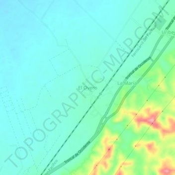 Mapa topográfico El Overo, altitud, relieve