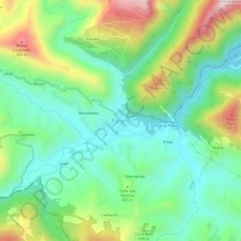 Mapa topográfico Pianello, altitud, relieve