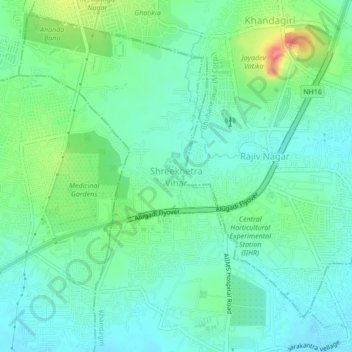 Mapa topográfico Shreekhetra Vihar, altitud, relieve