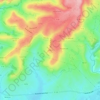 Mapa topográfico Le Mont, altitud, relieve