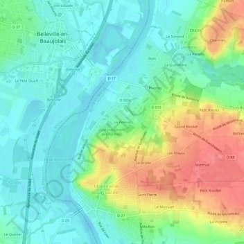 Mapa topográfico Le Peleux, altitud, relieve