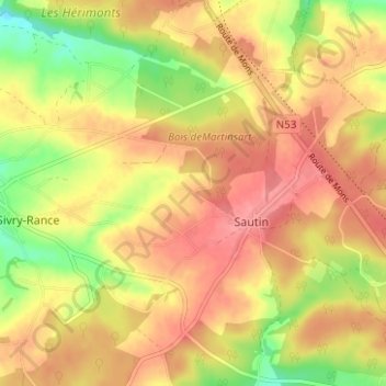 Mapa topográfico Les Culots, altitud, relieve