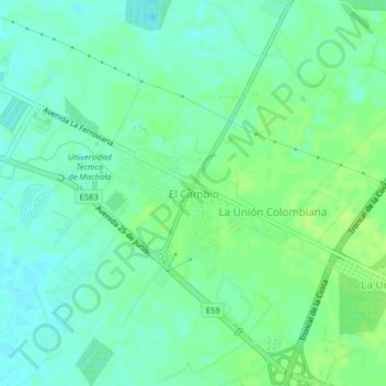 Mapa topográfico El Cambio, altitud, relieve