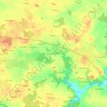 Mapa topográfico Guern-Boulard, altitud, relieve