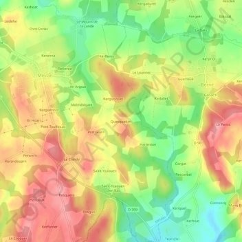 Mapa topográfico Quesquedan, altitud, relieve