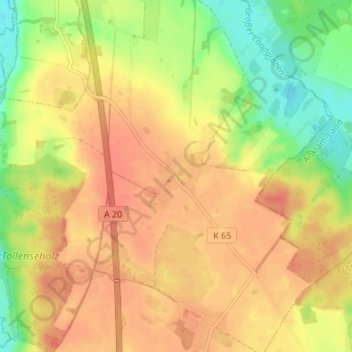 Mapa topográfico Kölln, altitud, relieve