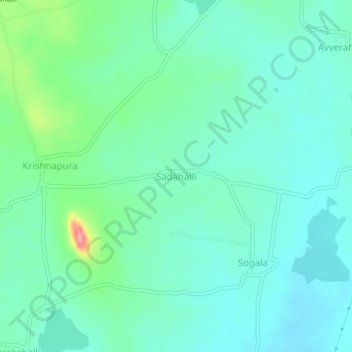 Mapa topográfico Sadahalli, altitud, relieve