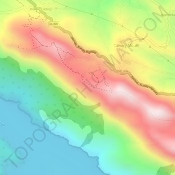 Mapa topográfico Idduki Resorvoir View, altitud, relieve