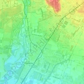 Mapa topográfico Sant'Alessandro, altitud, relieve