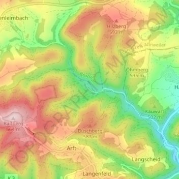 Mapa topográfico Netterhöfe, altitud, relieve
