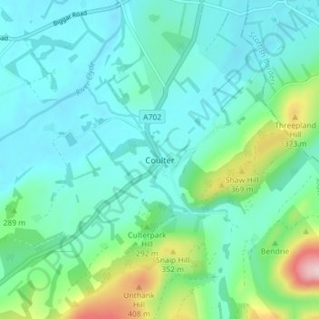Mapa topográfico Coulter, altitud, relieve